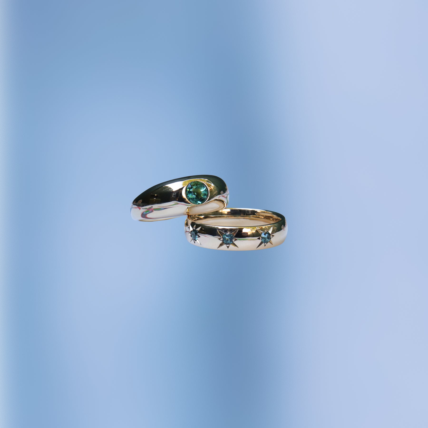 Mint Tourmaline Pair of Rings