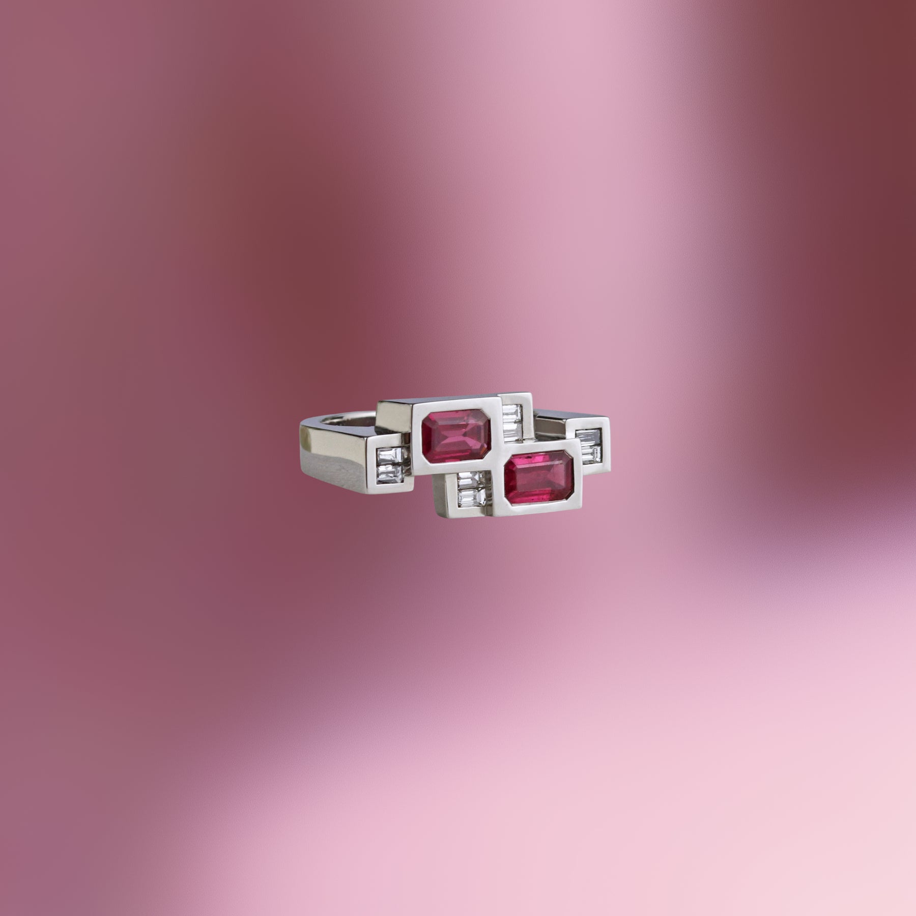 Ruby Geometric Ring