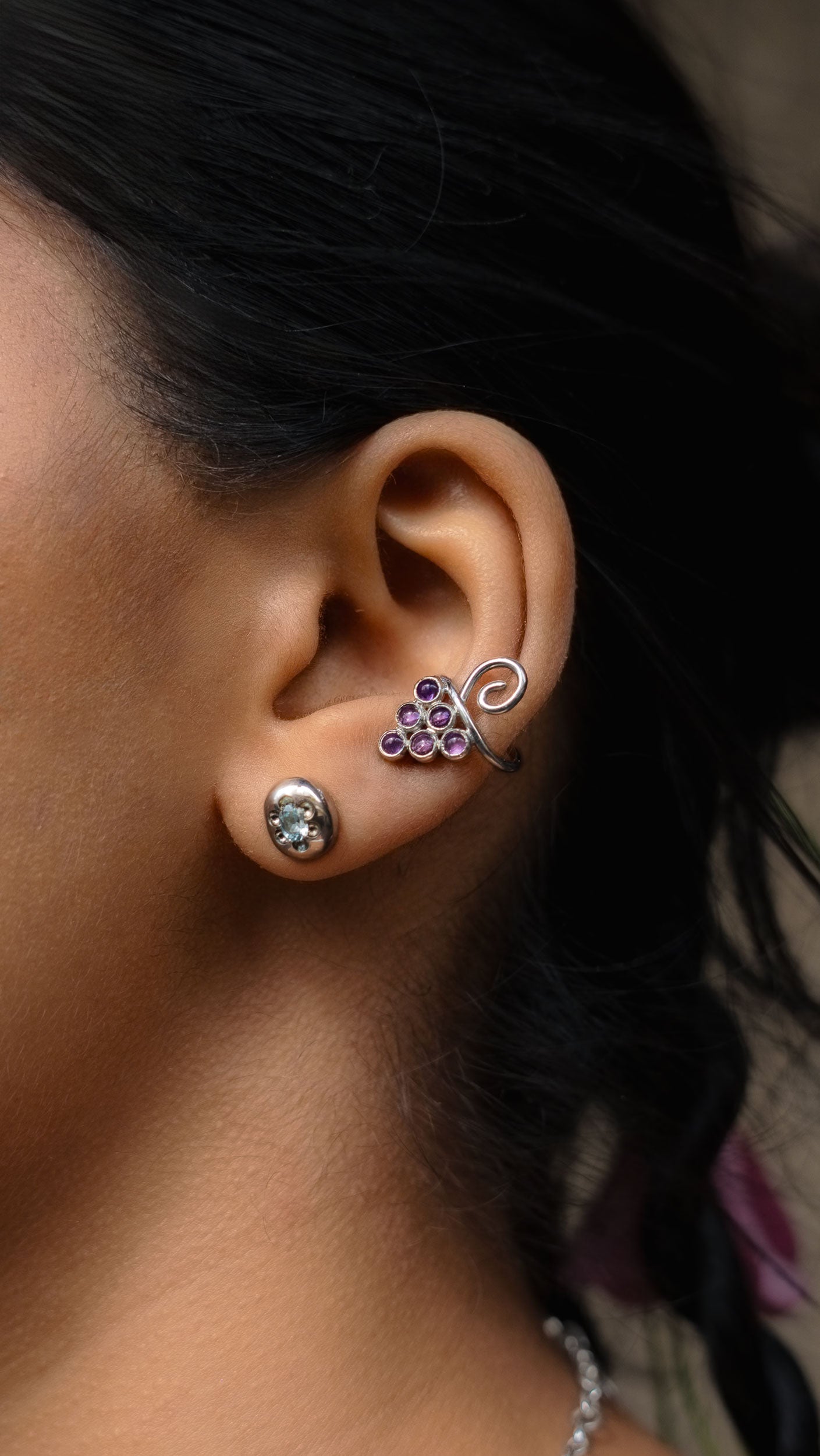 Amethyst Grapes Ear Cuff